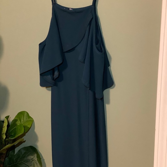 Dark teal Peplum shoulder cocktail dress - Picture 8 of 9